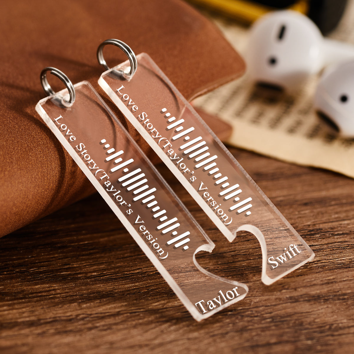 Scannable Music Code Keychain Engraved Custom Song Keychains Gifts for Valentine's Day