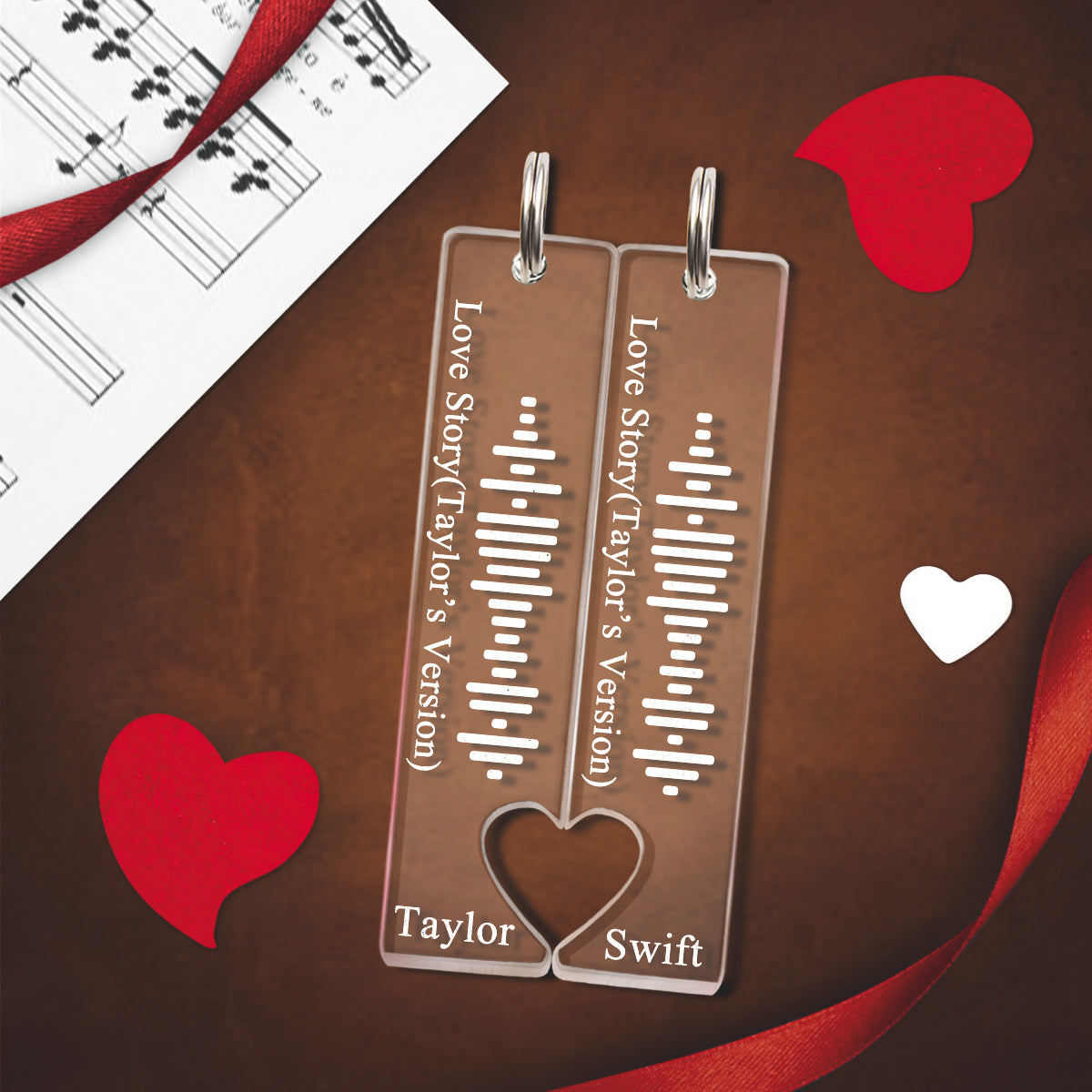 Scannable Music Code Keychain Engraved Custom Song Keychains Gifts for Valentine's Day