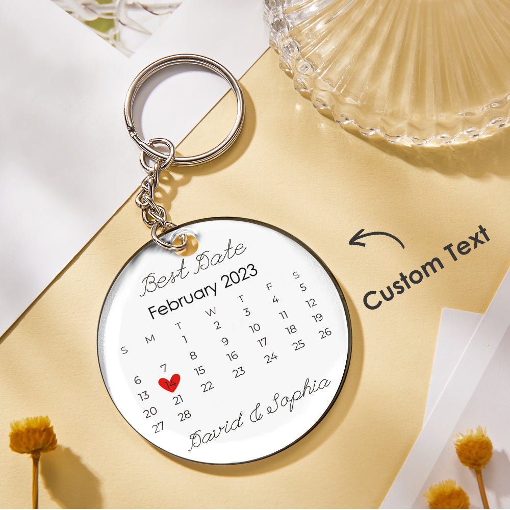 Custom Photo and Date Keychain Calendar Keychain Scannable Spotify Code Keychain Anniversary Gifts for Couple