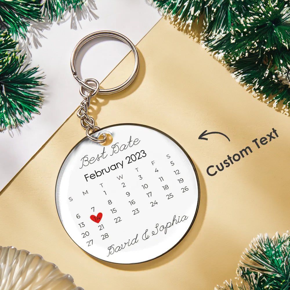 Custom Photo and Date Keychain Calendar Keychain Scannable Spotify Code Keychain Anniversary Christmas Gift