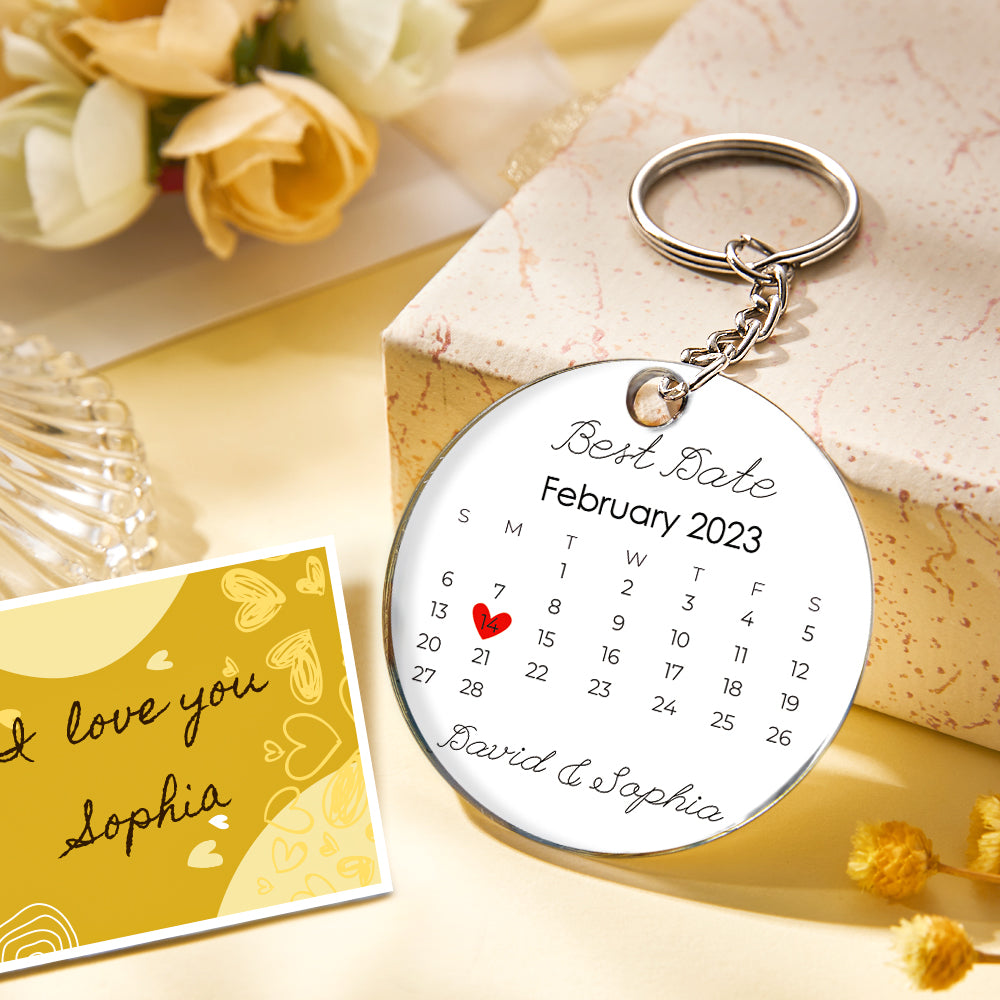 Custom Photo and Date Keychain Calendar Keychain Scannable Spotify Code Keychain Anniversary Gifts for Couple