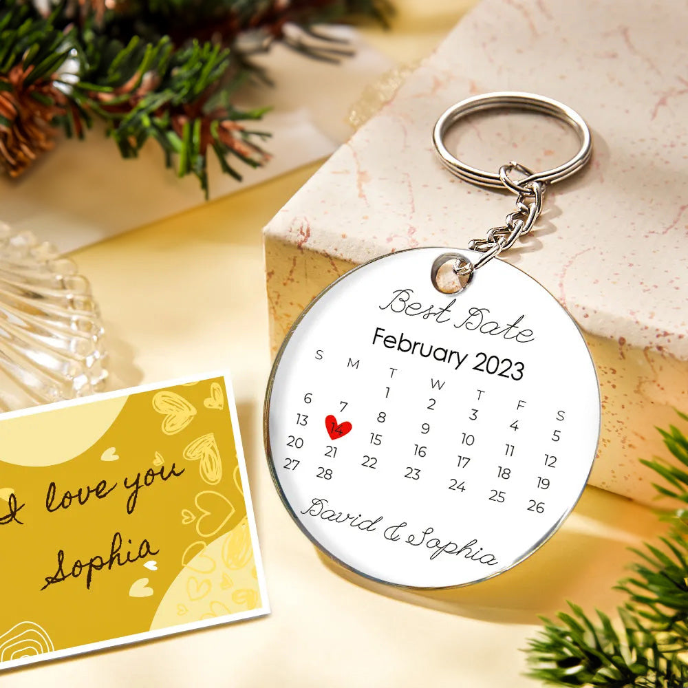 Custom Photo and Date Keychain Calendar Keychain Scannable Spotify Code Keychain Anniversary Christmas Gift
