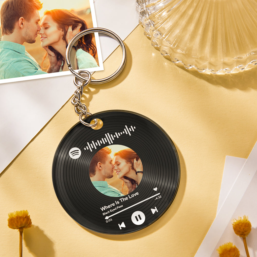 Custom Photo and Date Keychain Calendar Keychain Scannable Spotify Code Keychain Anniversary Gifts for Couple