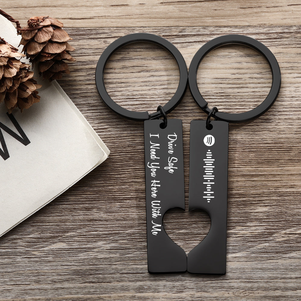 Scannable Custom Spotify Code Keychain Engraved Drive Safe Keychain Gifts for Boyfriend