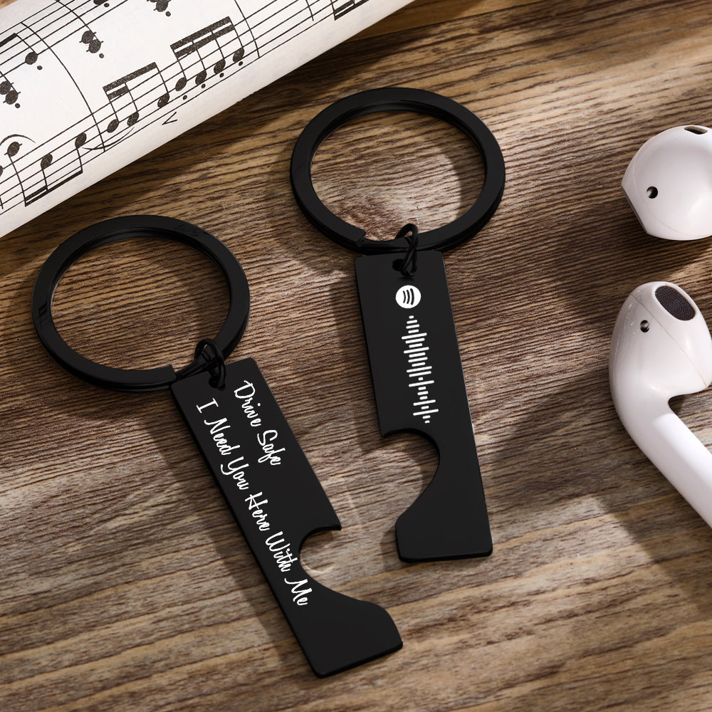 Scannable Custom Spotify Code Keychain Engraved Drive Safe Keychain Gifts for Boyfriend