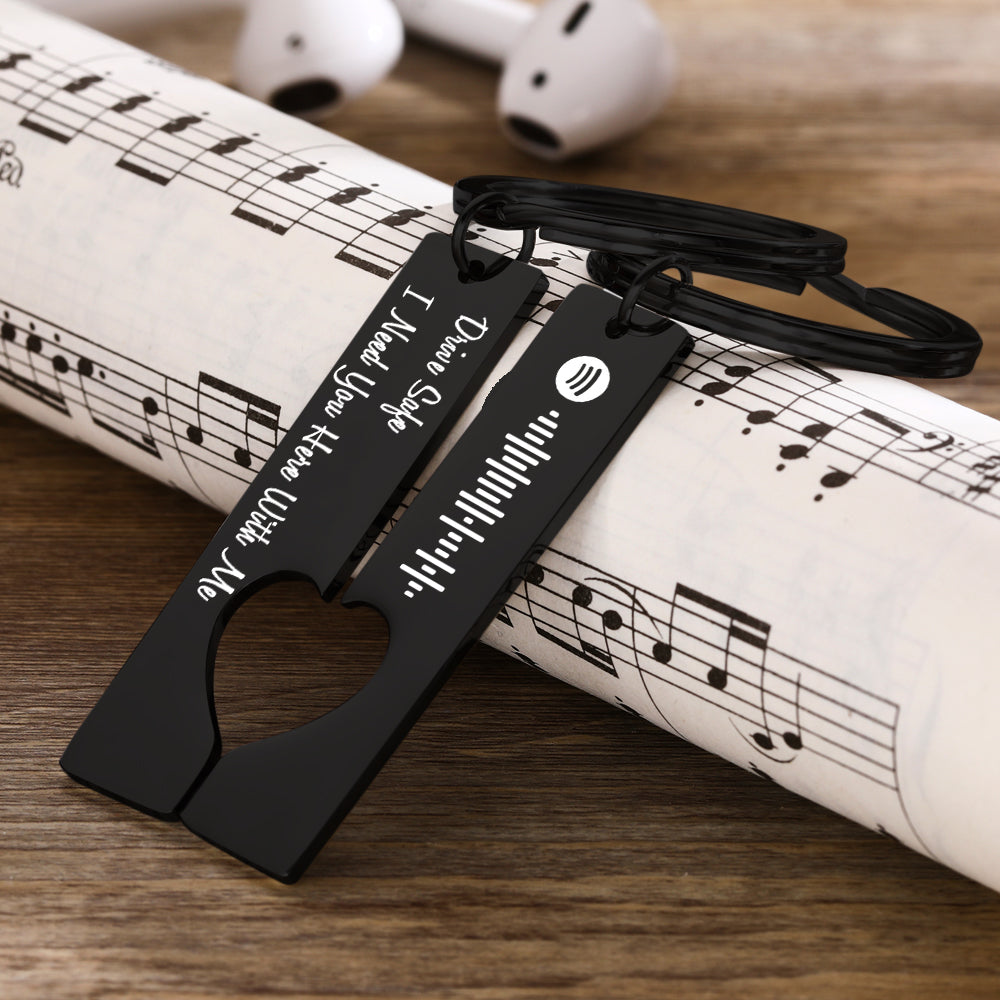 Scannable Custom Spotify Code Keychain Engraved Drive Safe Keychain Gifts for Boyfriend