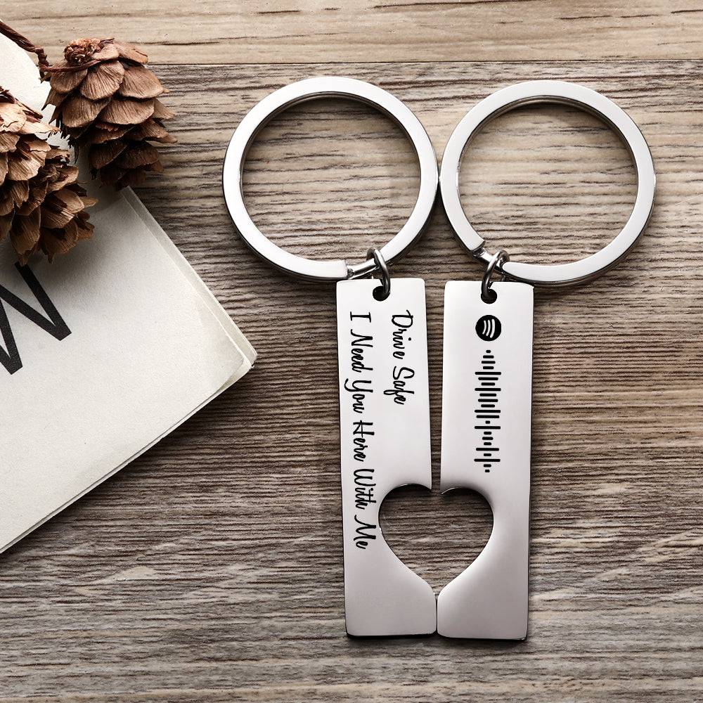 Scannable Custom Spotify Code Keychain Engraved Drive Safe Keychain Gifts for Boyfriend