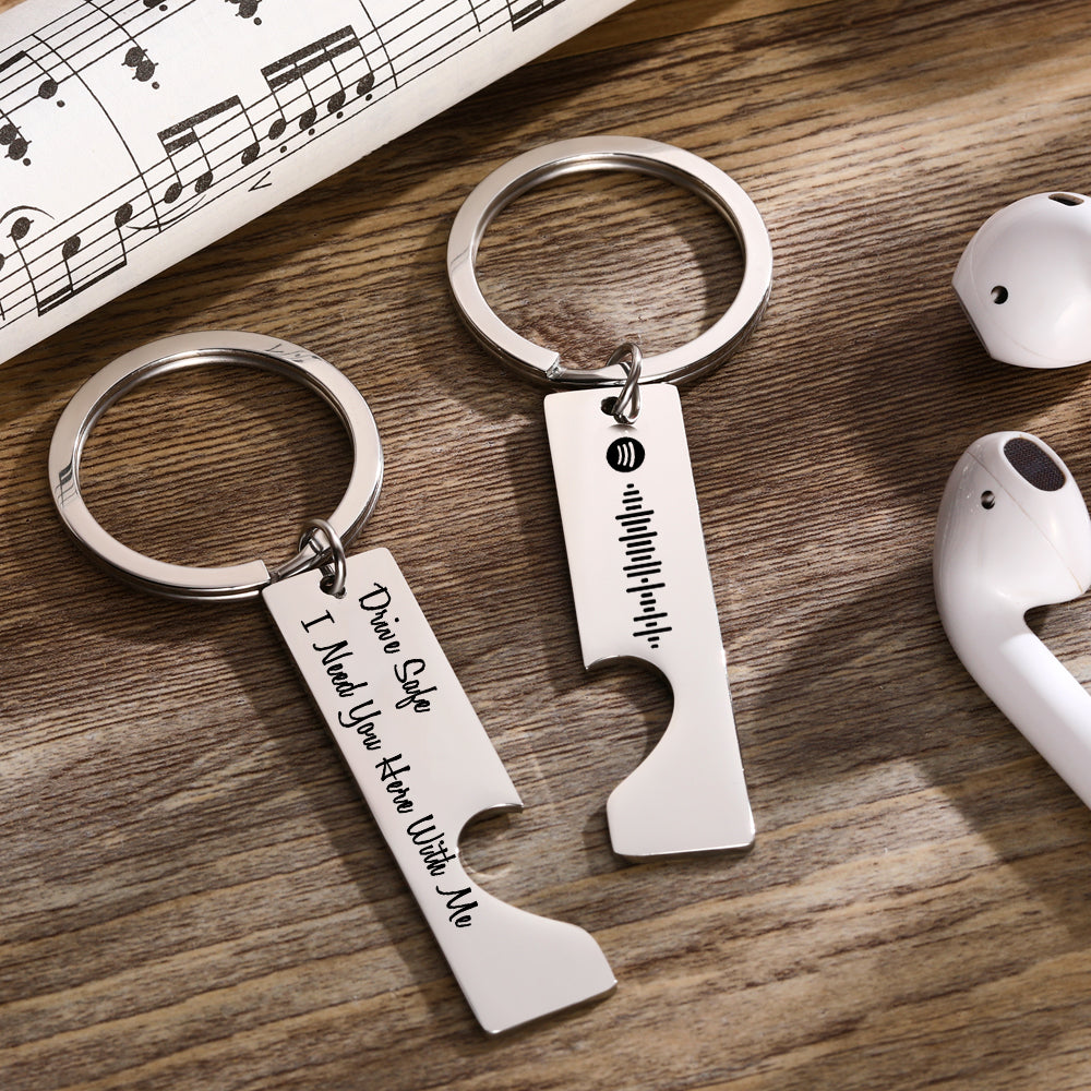 Scannable Custom Spotify Code Keychain Engraved Drive Safe Keychain Gifts for Boyfriend