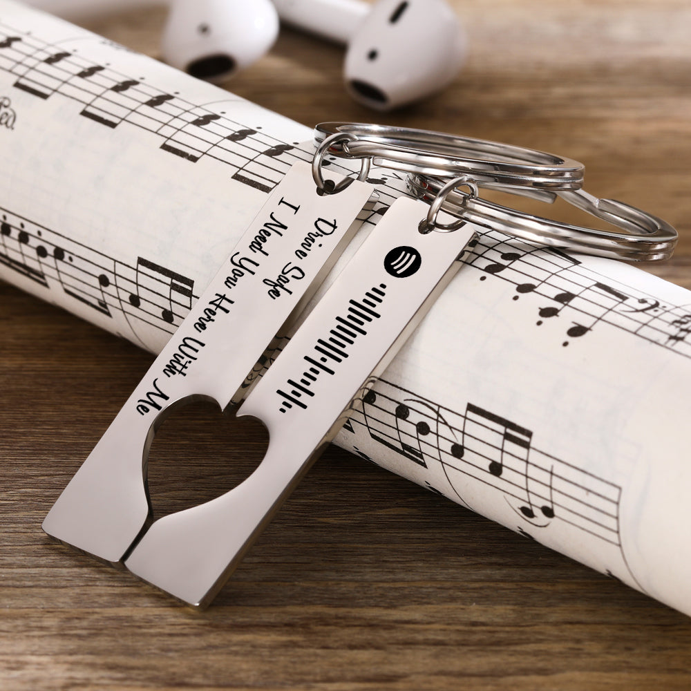 Scannable Custom Spotify Code Keychain Engraved Drive Safe Keychain Gifts for Boyfriend