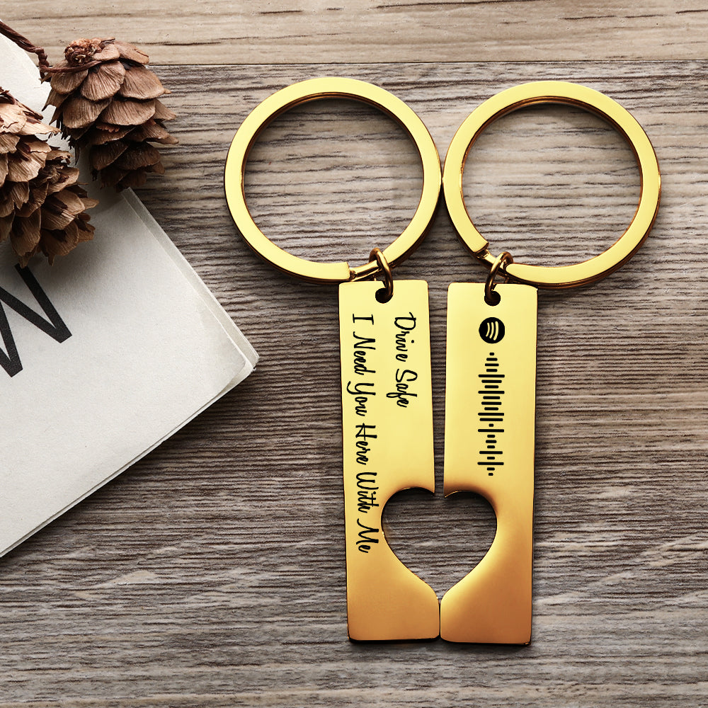 Scannable Custom Spotify Code Keychain Engraved Drive Safe Keychain Gifts for Boyfriend