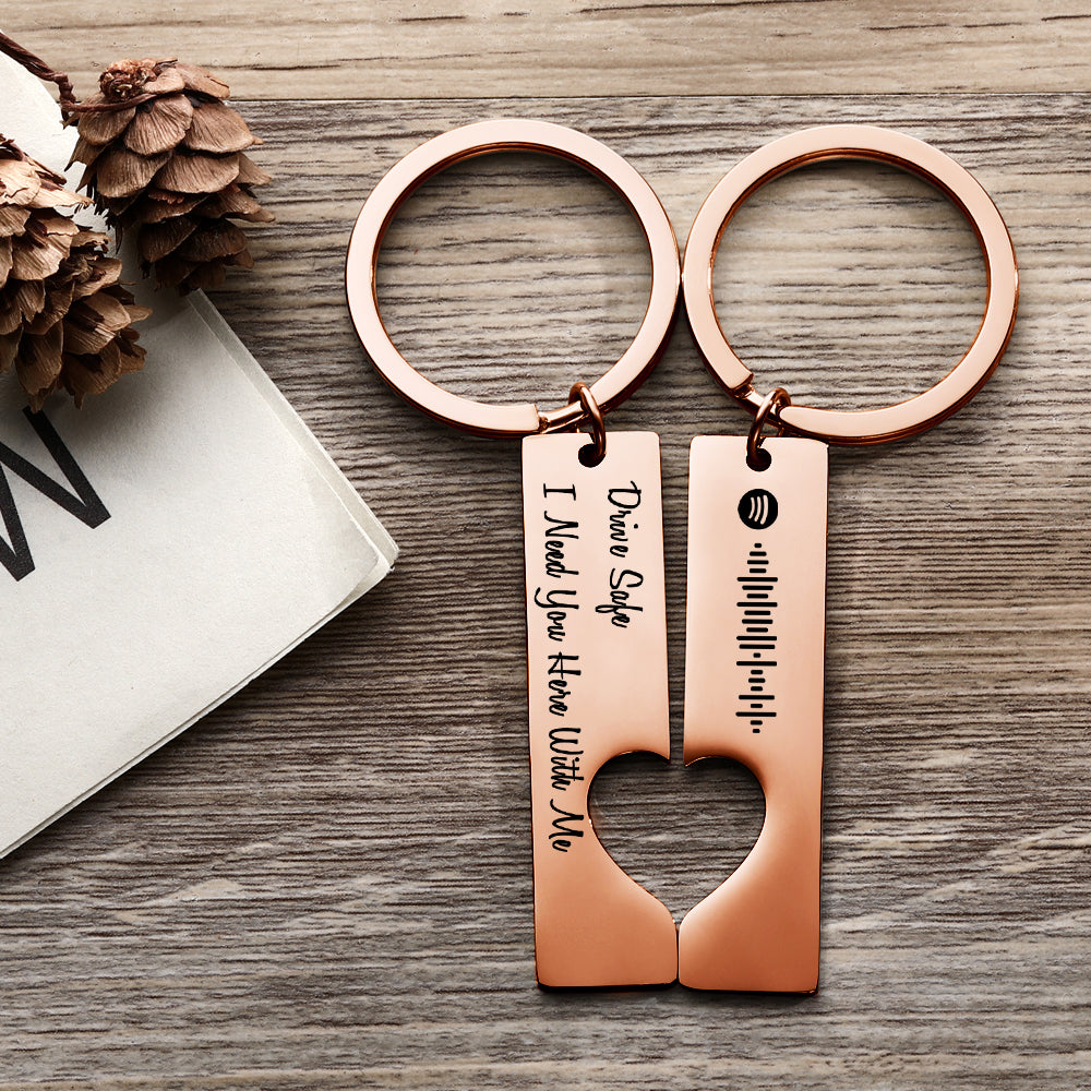 Scannable Custom Spotify Code Keychain Engraved Drive Safe Keychain Gifts for Boyfriend