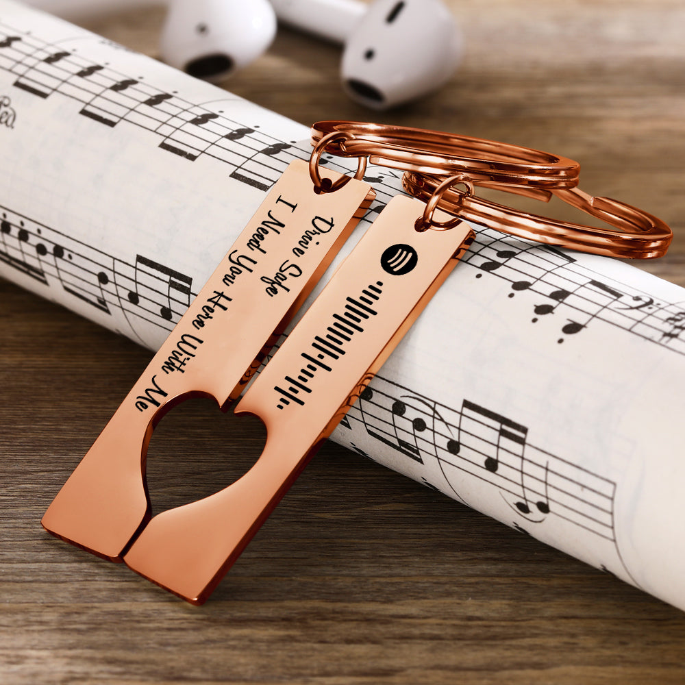 Scannable Custom Spotify Code Keychain Engraved Drive Safe Keychain Gifts for Boyfriend