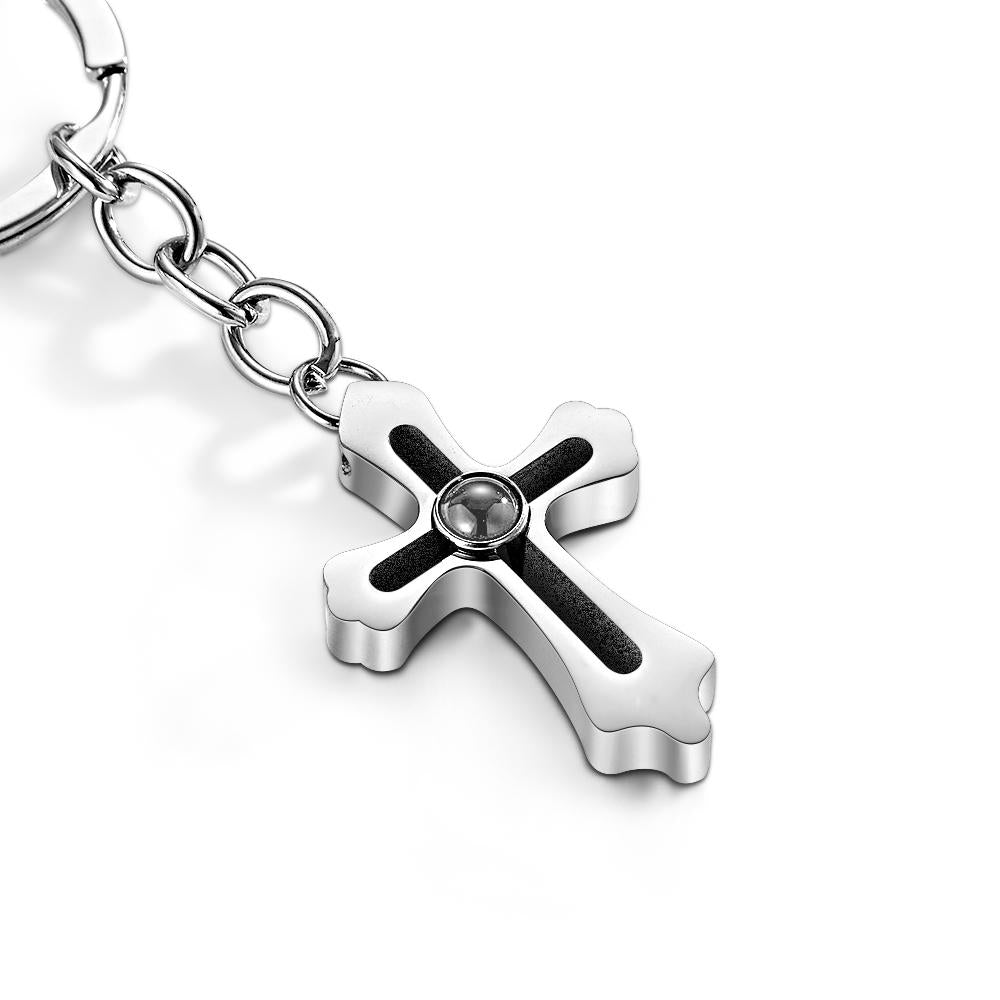 Cross Projection Keychain Photo Keychain Personalized Cross keychain Gift Faith Jewelry For Him