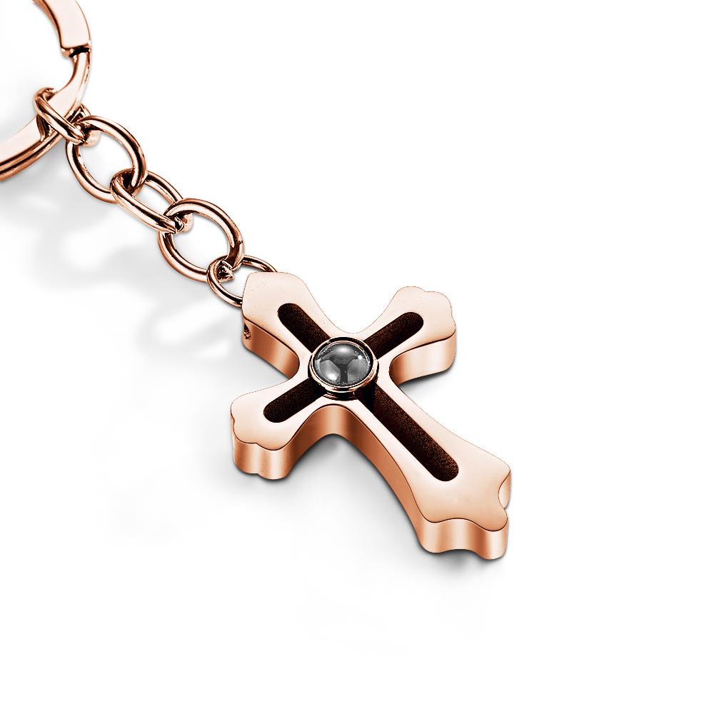 Cross Projection Keychain Photo Keychain Personalized Cross keychain Gift Faith Jewelry For Him