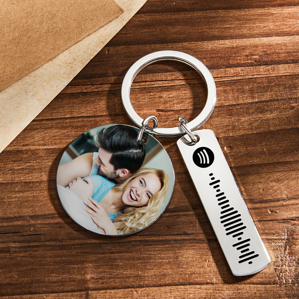 Custom Colorful Photo Calendar Spotify Keychain Personalized Stainless Steel Keychain Gift for Lover