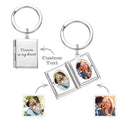 Personalized Photo Locket Keychain for Men Women Engraved Text Memorial Key Chain