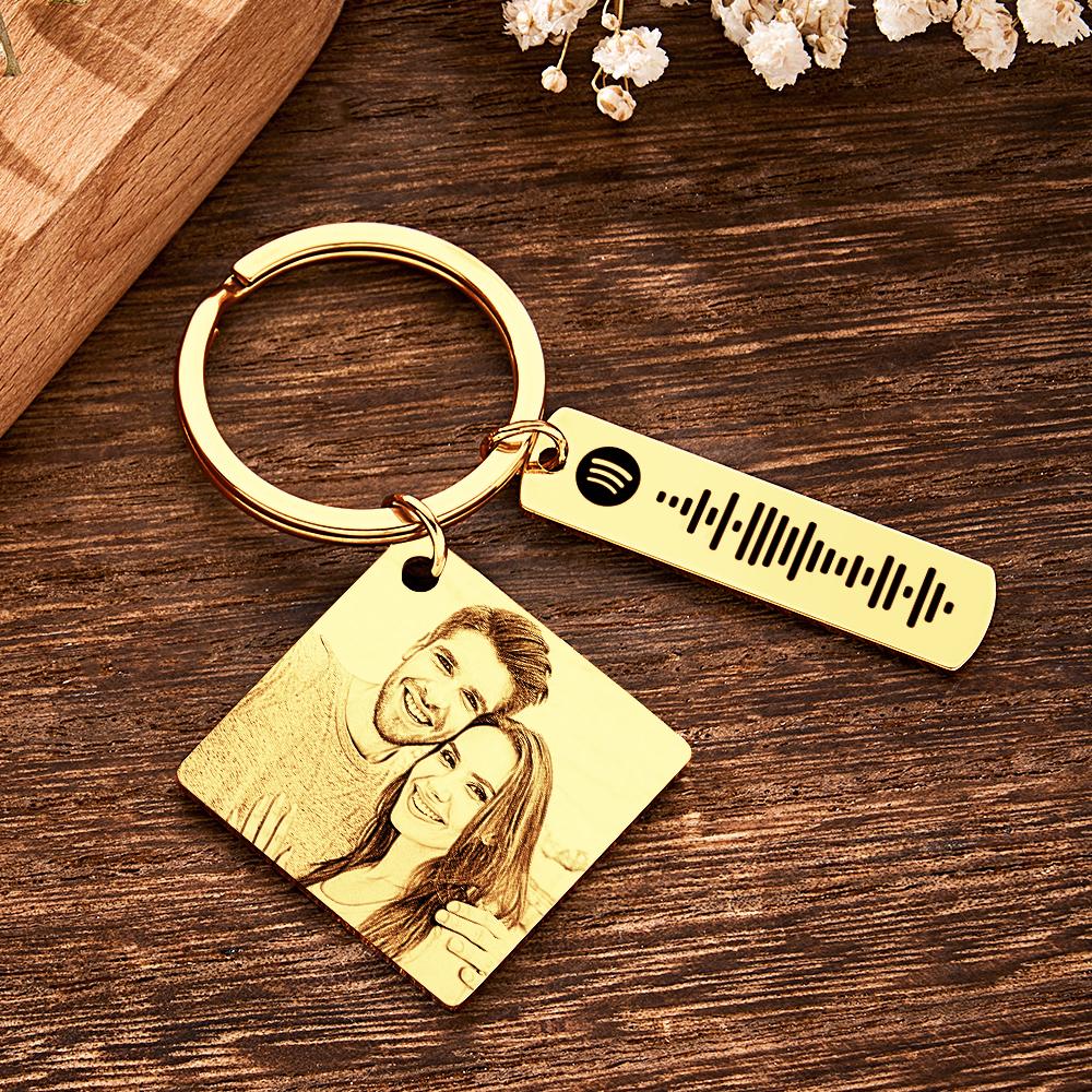 Personalized Calendar Keychain Special Day Significant Photo Heart Square Circle Shape Music Code Metal Keychain Anniversary Gift