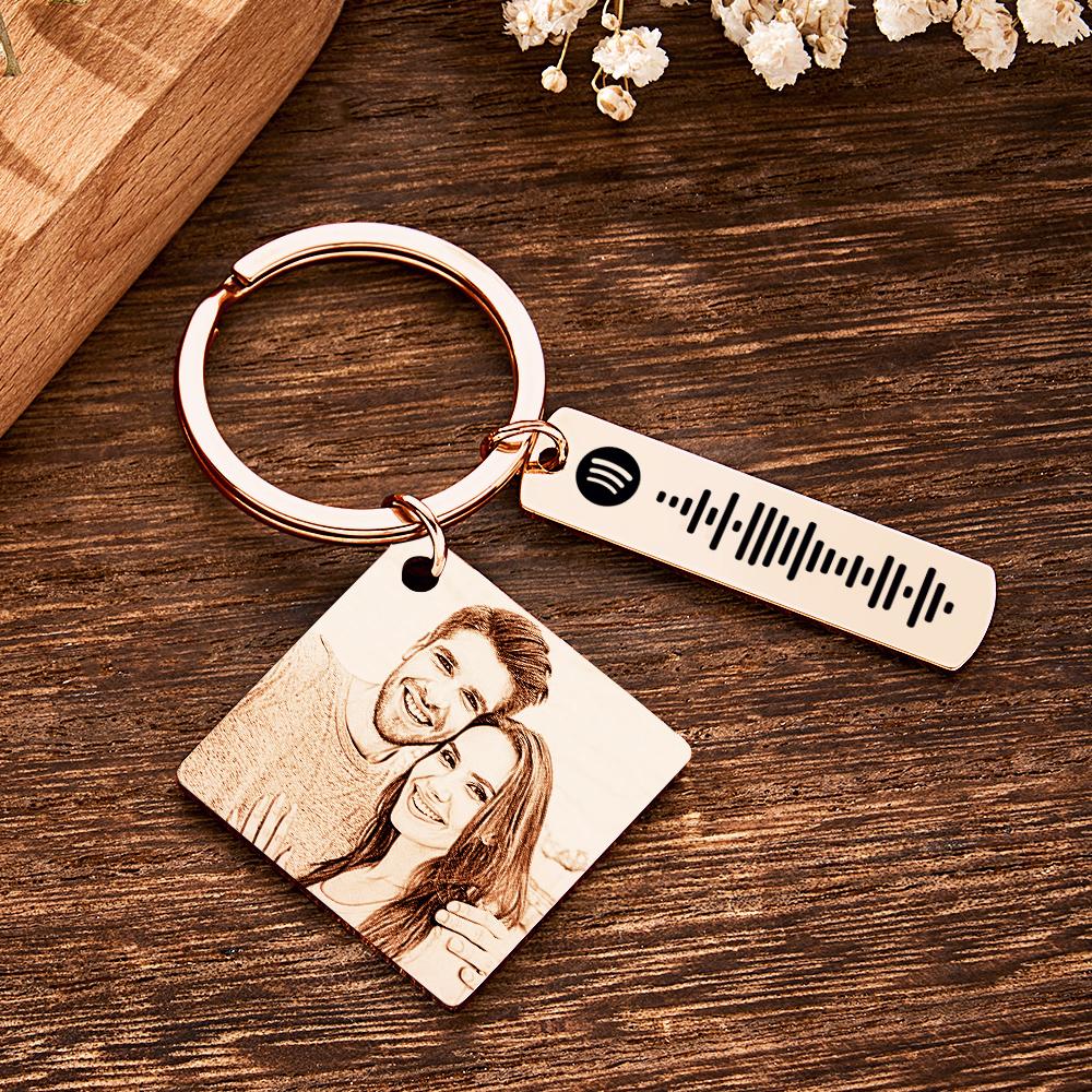 Personalized Calendar Keychain Special Day Significant Photo Heart Square Circle Shape Music Code Metal Keychain Anniversary Gift