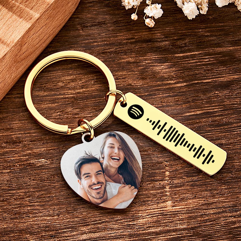 Personalized Calendar Keychain Special Day Significant Photo Heart Square Circle Shape Music Code Metal Keychain Anniversary Gift
