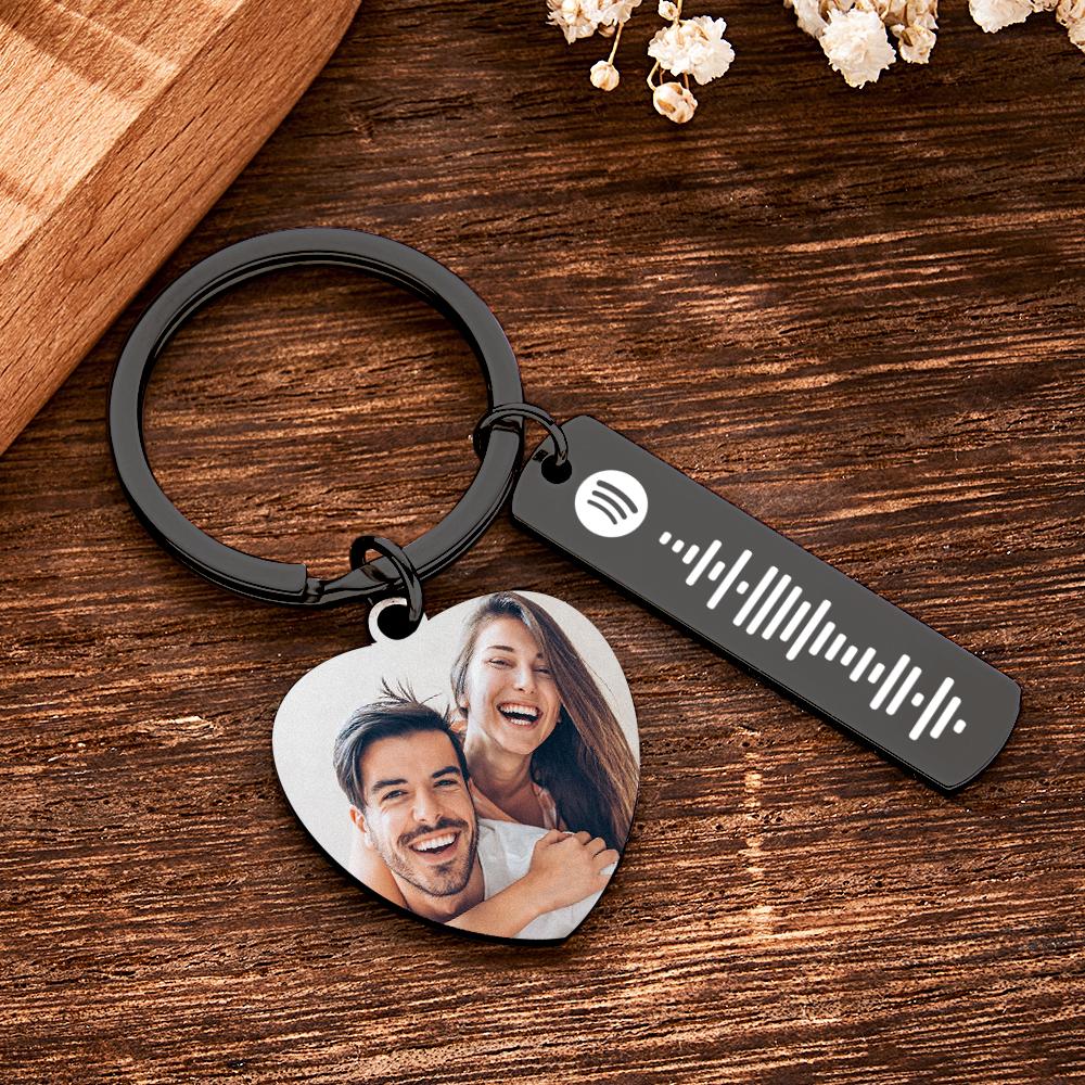 Personalized Calendar Keychain Special Day Significant Photo Heart Square Circle Shape Music Code Metal Keychain Anniversary Gift
