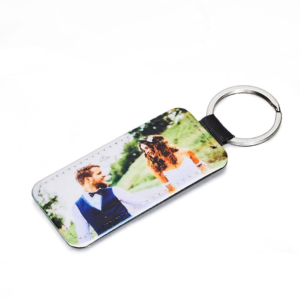 Personalized Photo Keychain Custom Key Holder Vegan Leather Memory Keychain Gift