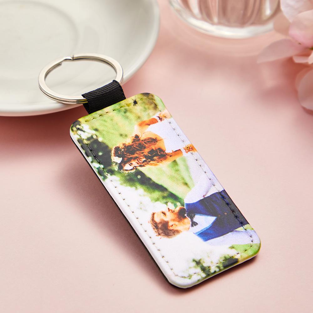 Personalized Photo Keychain Custom Key Holder Vegan Leather Memory Keychain Gift