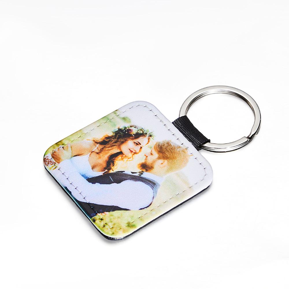Personalized Photo Keychain Custom Key Holder Vegan Leather Memory Keychain Gift