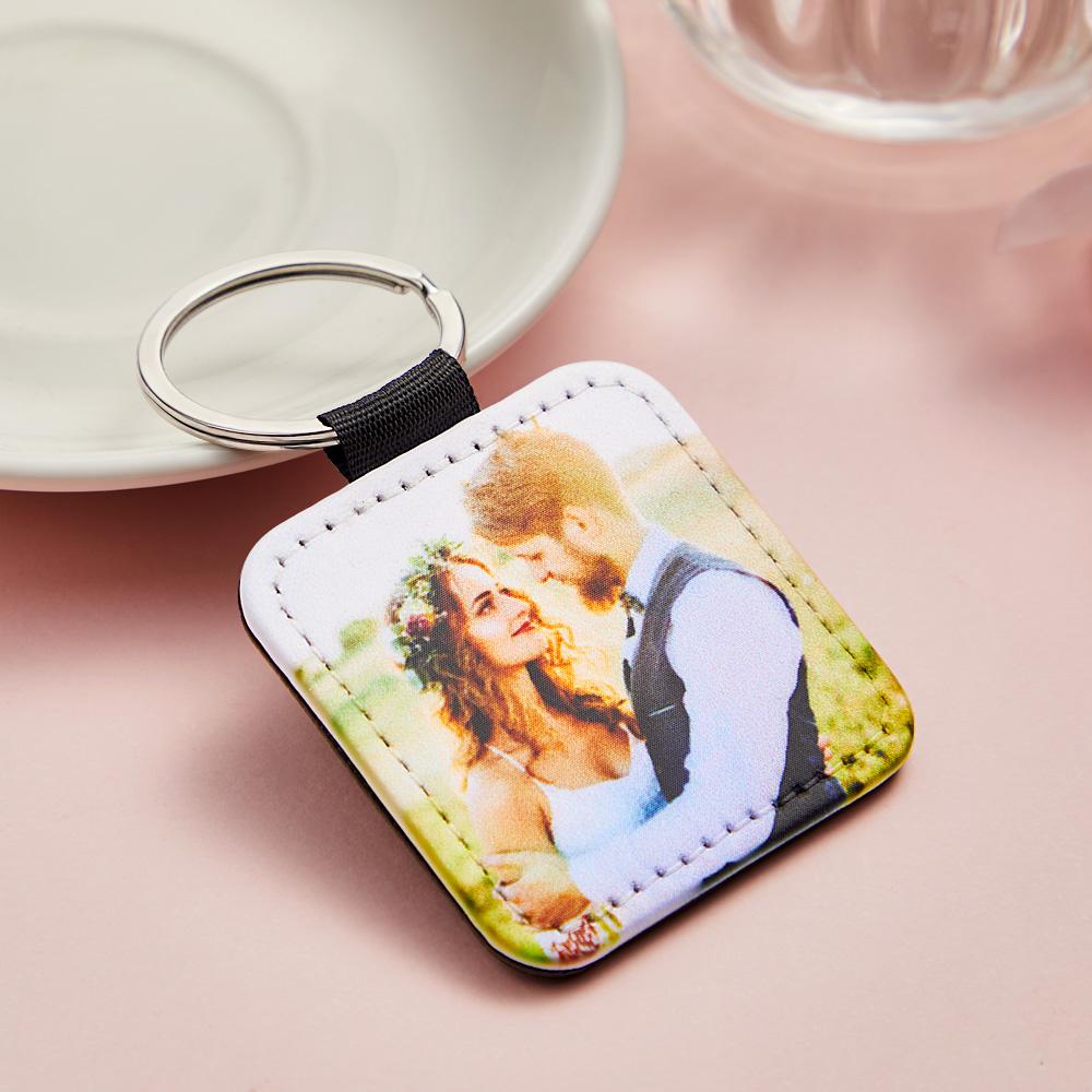 Personalized Photo Keychain Custom Key Holder Vegan Leather Memory Keychain Gift