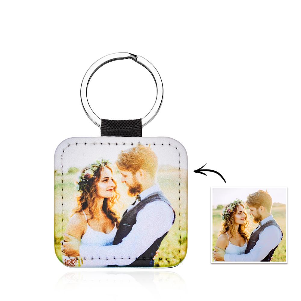 Personalized Photo Keychain Custom Key Holder Vegan Leather Memory Keychain Gift