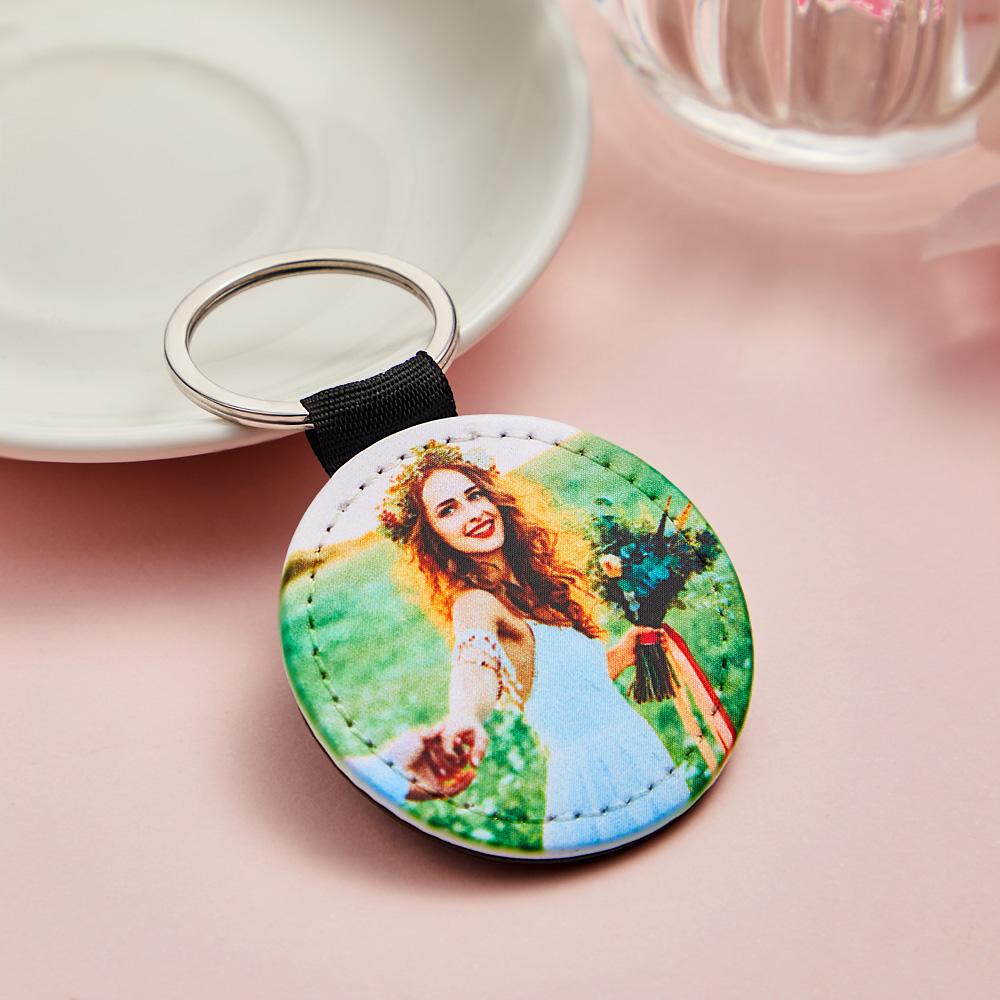 Personalized Photo Keychain Custom Key Holder Vegan Leather Memory Keychain Gift