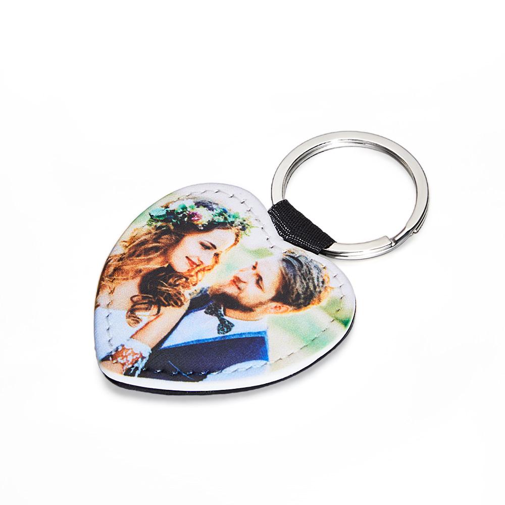 Personalized Photo Keychain Custom Key Holder Vegan Leather Memory Keychain Gift