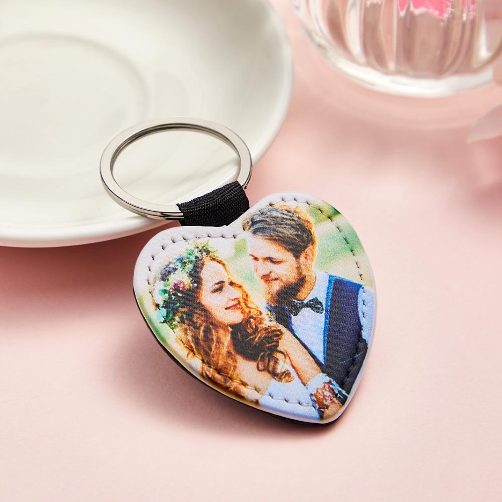 Personalized Photo Keychain Custom Key Holder Vegan Leather Memory Keychain Gift
