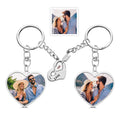 A Pair of Custom Keychain with Photo and Cupid Arrow and Heart for Lover