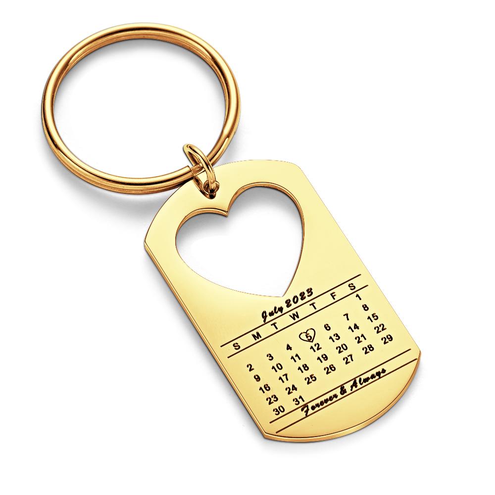 Anniversary Gift Unique Calendar Keychain Personalized Date Engraved for Husband Keychains Engagement Gift for Him