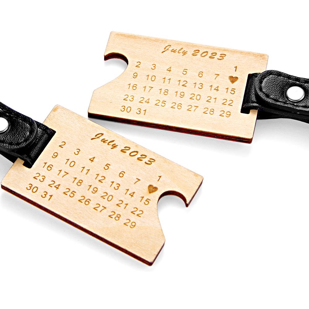 Date to Remember Keychain Pair Two Custom Engraved Keychains