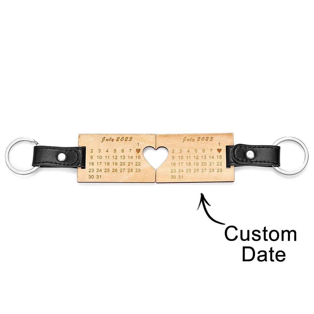 Date to Remember Keychain Pair Two Custom Engraved Keychains