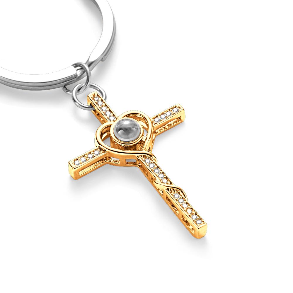 Cross Projection Keychain Custom Memorial Photo Key Ring Personalized Picture Inside Jewelry Trendy Best Friend Gift