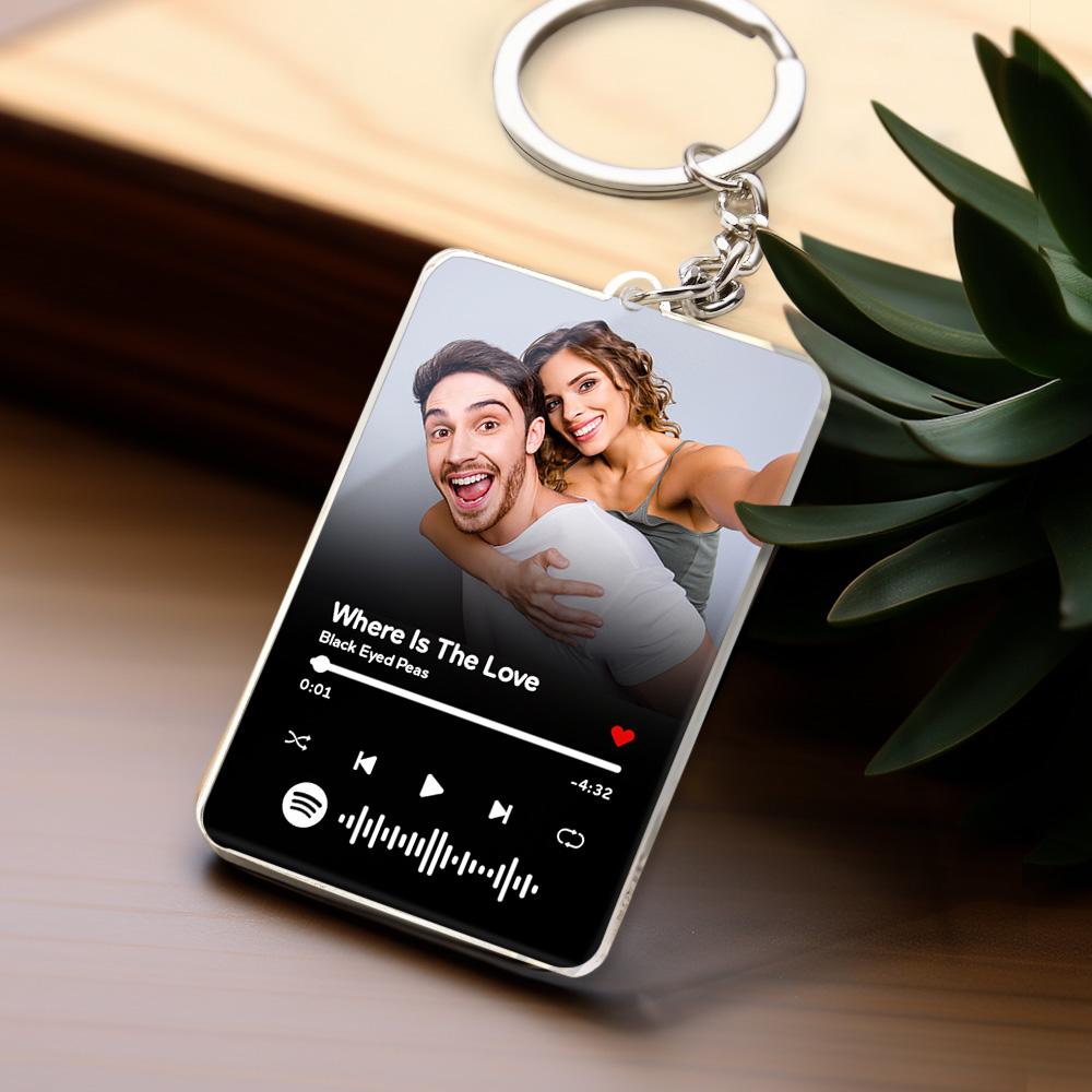 Scannable Spotify Code Keychain Custom Music Acrylic Photo Keychain Anniversary Day Gift For Couple