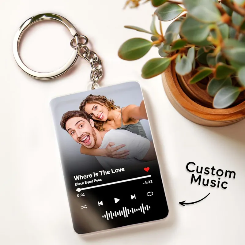 Scannable Music Code Keychain Custom Music Acrylic Photo Keychain Anniversary Day Gift For Couple