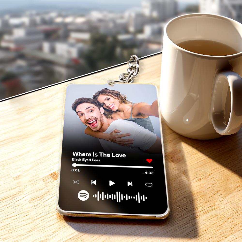 Scannable Spotify Code Keychain Custom Music Acrylic Photo Keychain Anniversary Day Gift For Couple