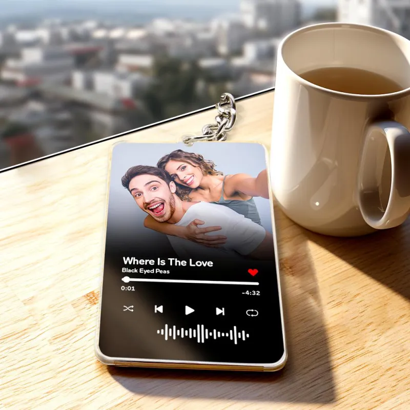 Scannable Music Code Keychain Custom Music Acrylic Photo Keychain Anniversary Day Gift For Couple