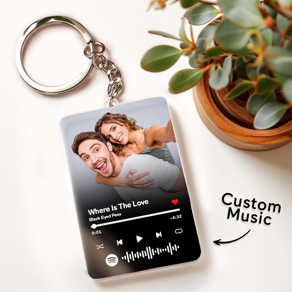 Scannable Spotify Code Keychain Custom Music Acrylic Photo Keychain Anniversary Day Gift For Couple