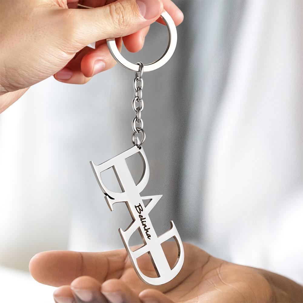 Custom Engraved Keychain Steel Memorial Gifts for Dad - Single Name
