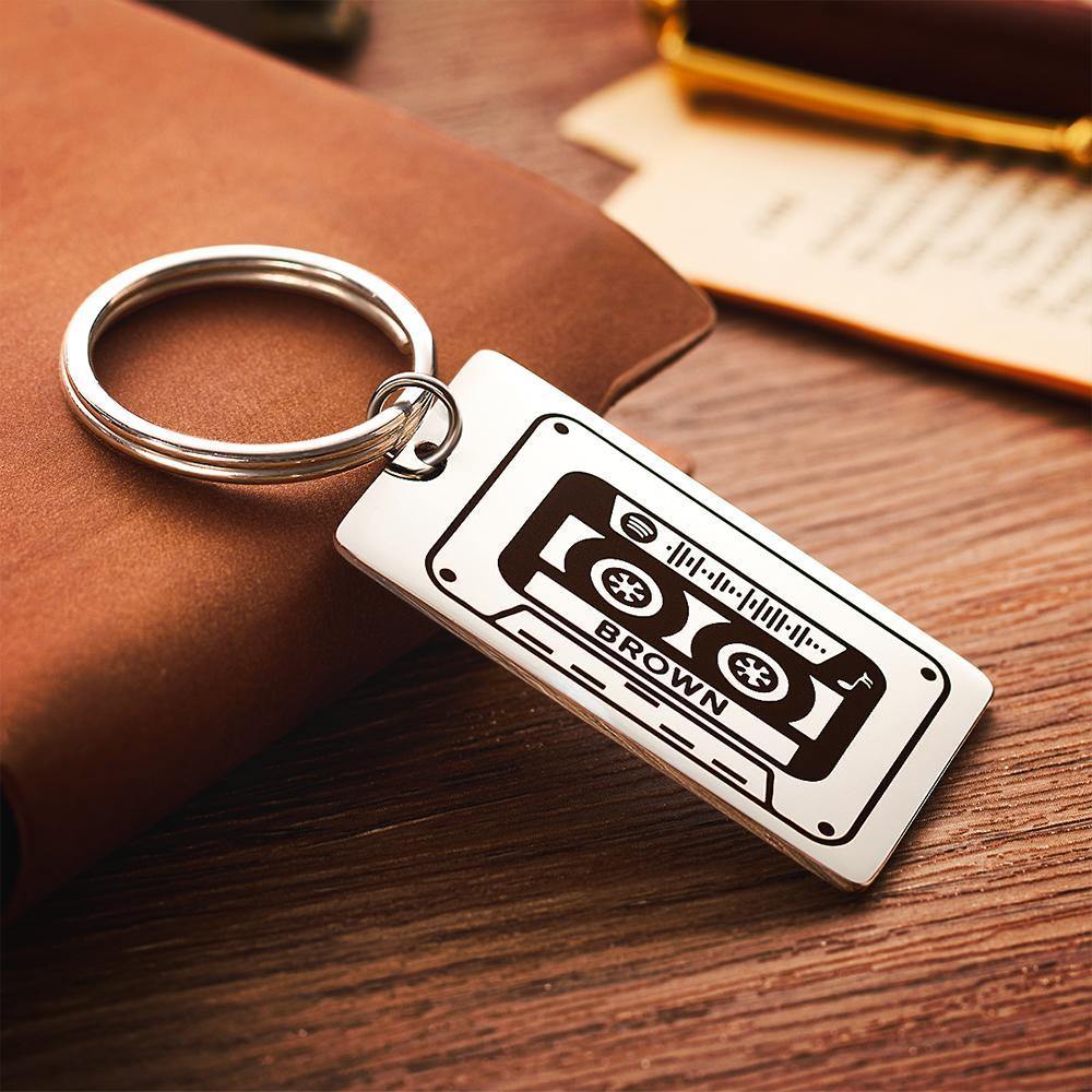 Spotify Custom Keychains Engraved Keychain Musicial Gift Silver