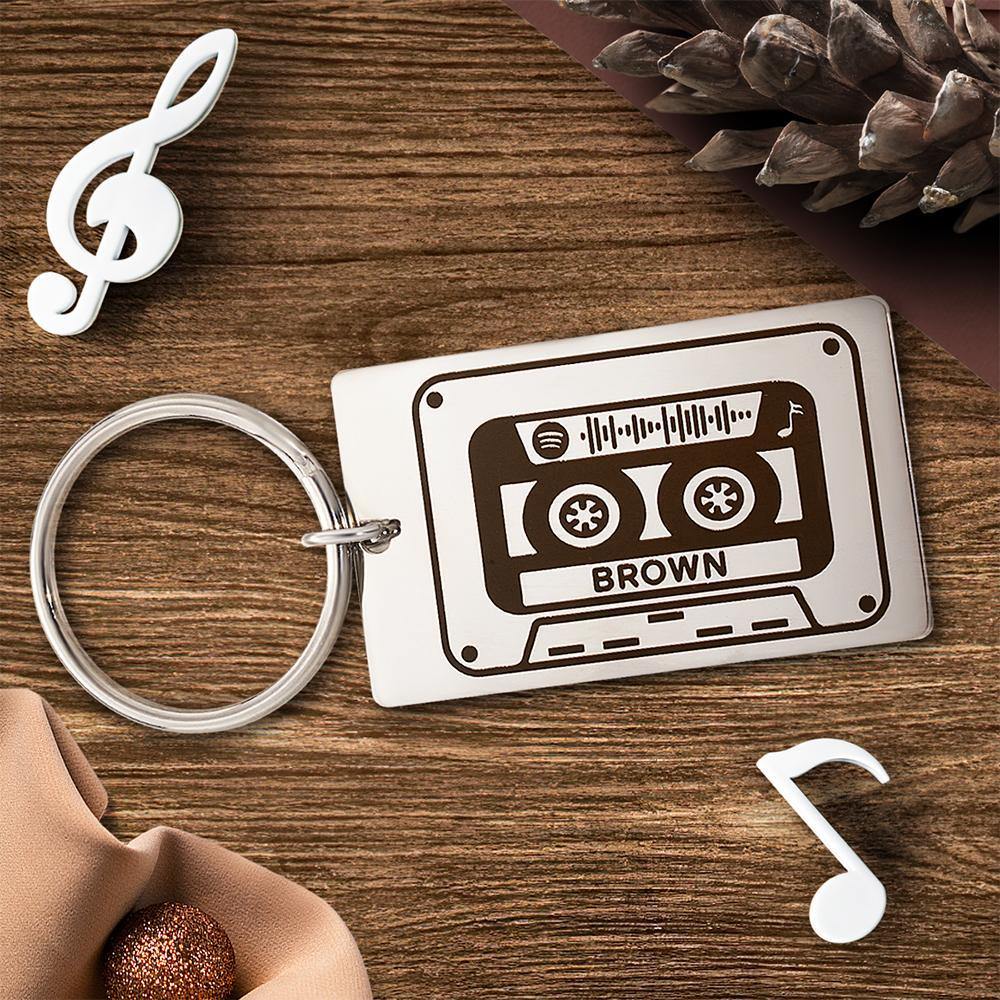 Spotify Custom Keychains Engraved Keychain Musicial Gift Silver