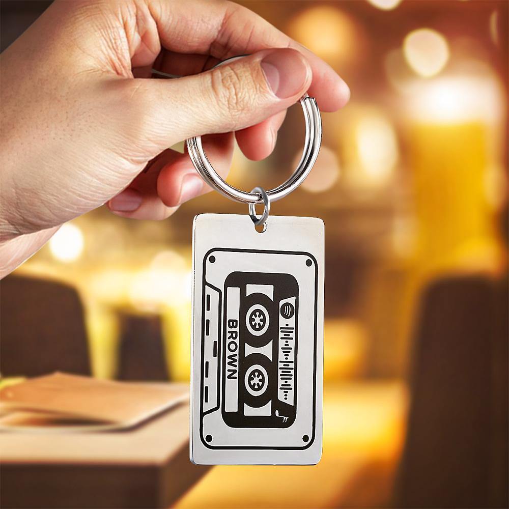 Spotify Custom Keychains Engraved Keychain Musicial Gift Silver