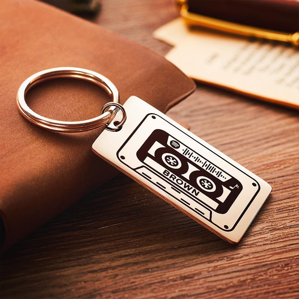 Spotify Custom Keychains Engraved Keychain Musicial Gift Rose Gold
