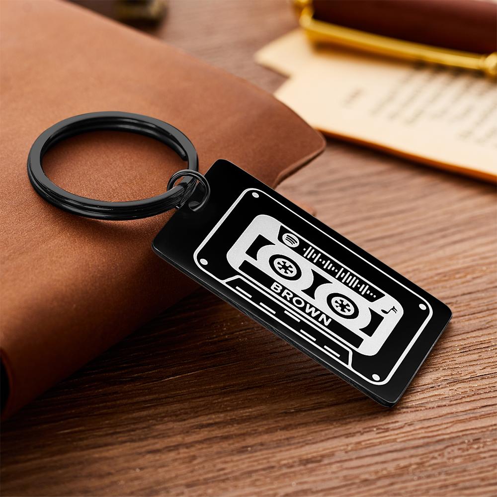 Spotify Custom Keychains Engraved Keychain Musicial Gift Black