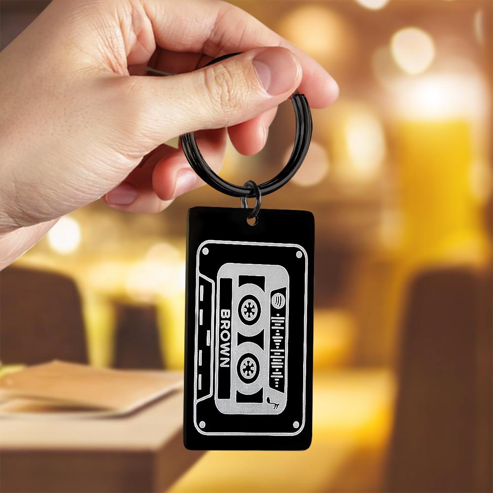 Spotify Custom Keychains Engraved Keychain Musicial Gift Black