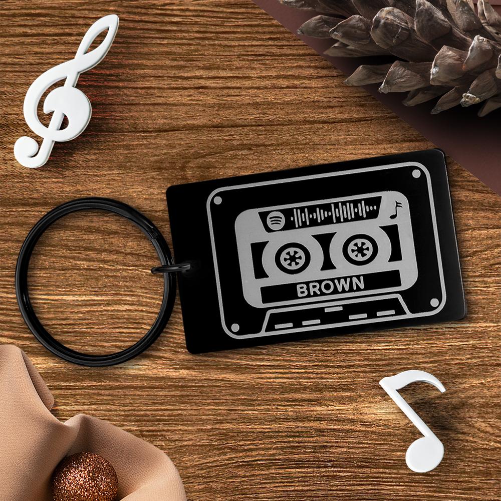 Spotify Custom Keychains Engraved Keychain Musicial Gift Black